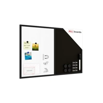 Abbildung von ALLboards Tafel Kombitafel 2 in 1 Whiteboard und Kork mit schwarz lackietem Holzrahmen