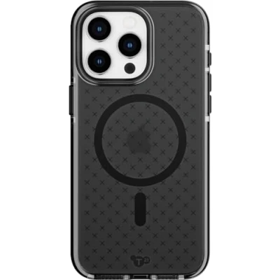Abbildung von Tech21 Evo Check Handyhülle für iPhone 15 Pro Max Kompatibel mit MagSafe Einfache Telefonhülle TPU und Biologisch abbaubar Material Schwarz Wissenschaftlicherwiesen Fallshutz: 4,9m