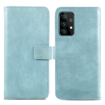 Abbildung von Samsung Galaxy A72 Hülle Kunstleder iMoshion Klapphülle Handyhülle Hellblau