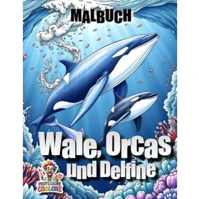 Abbildung von Orcas, Wale und Delfine großes Malbuch mit 70 Seiten: Aus Anmalbuch zum Colorieren für Kinder Erwachsene (Professore Coolore Malbücher)