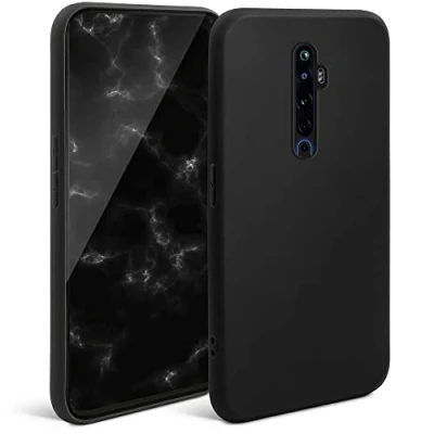 Abbildung von Moozy Minimalist Series Silikon Hülle für Oppo Reno2 Z, Schwarz Mattes Finish, Dünne, Weiche TPU Handyhülle Schutzhülle