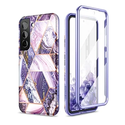 Abbildung von SURITCH Kompatibel mit Samsung Galaxy S22 Hülle 360 Grad Hüllen Integriertem Displayschutz Komplettschutz Handyhülle Schutzhülle für 5G 6,1 Zoll (Lila)