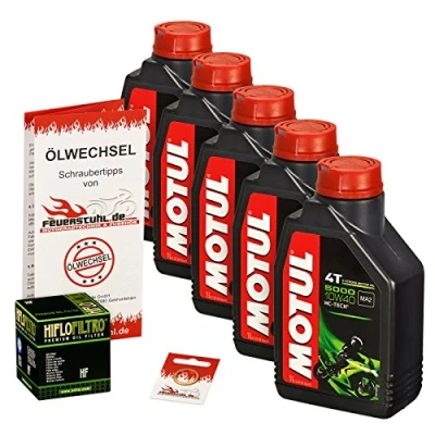 Abbildung von Motul 10W 40 Öl + HiFlo Ölfilter für Suzuki GSX 1400, 02 07, BN Ölwechselset inkl. Motoröl, Filter, Dichtring