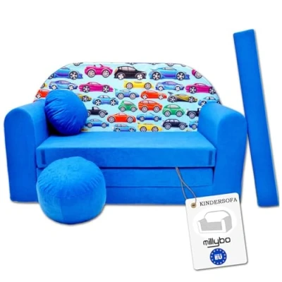 Abbildung von millybo Kindersofa Couch Kindercouch mit Schlaffunktion ausklappbar 3in1 Kinder Sofa Spielsofa Bettfunktion Mädchen Jungen Sitzsack Minisofa Schlafsofa Kinderzimmer Schlafsessel Kindermöbel (C21)