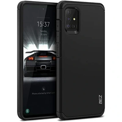 Abbildung von BEZ Hülle für Samsung Galaxy A51 Hülle, Handyhülle Tasche Stoßfestes Kompatibel A51, [Heavy Duty Serie] Outdoor Dual Layer Armor Case Handy Schutzhülle Robuste, Schwarz