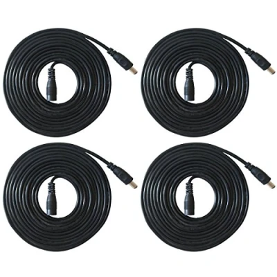 Abbildung von Liwinting 4pcs 3m/9.84Feet DC Netzteil Verlängerungskabel 5.5mm x 2.1mm 12V Anschlusskabel Gleichstrom 5V Verbinderkabel Männlich zu Weiblich Verbinder für CCTV Sicherheitskamera IP Kamera Schwarz
