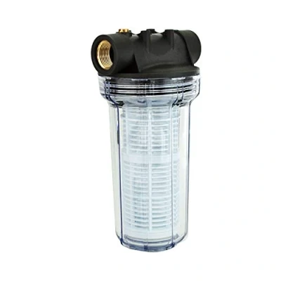 Abbildung von Grafner Wasserfilter Vorfilter für Hauswasserwerke und Gartenpumpen lang mit Einsatz, Auswaschbare Filterkartusche, Beidseitiger Gewindeanschluss