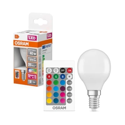 Abbildung von OSRAM STAR+ RGBW LED Lampe mit E14 Sockel, RGB Farben per Fernbedienung änderbar, 5.5W, Kerzenform, Ersatz für 40W Glühbirne, matt, Retrofit lamps with remote control, Einzelpack