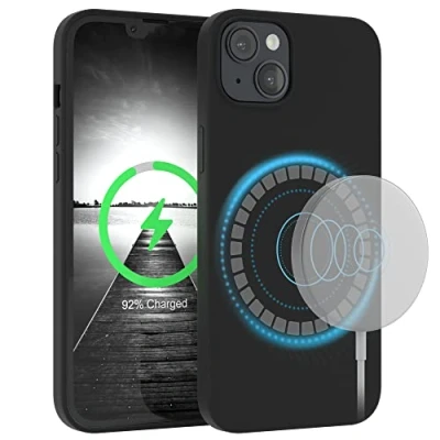 Abbildung von EAZY Case Silikonhülle für iPhone 14 Plus Hülle mit MagSafe Silikon Schwarz weich stoßfeste Handyhülle Schutzhülle Kameraschutz Dünn Premium Schutz Cover TPU Bumper