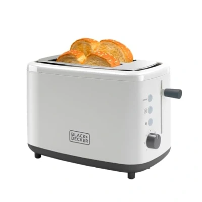 Abbildung von Black &amp; Decker BXTO820E, 2 Scheibe(n), Weiß, Kunststoff, Tasten, Niveau, Drehregler, 820 W, 220 240 V