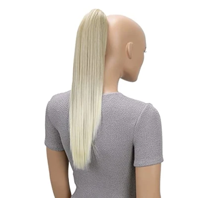 Abbildung von CAISHA 50cm Clip on Zopf Haarteil Pferdeschwanz Haarverlängerung Kunsthaar Glatt Hellblond H150