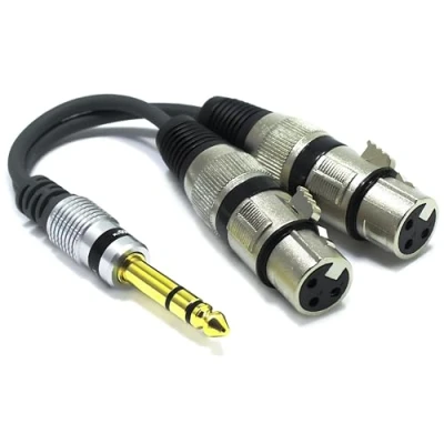 Abbildung von VITALCO 2x XLR Buchse auf 6,3mm Stereo Klinke Adapter Mikrofon 3 Polig 6.3 TRS Klinkenstecker Audio Kabel