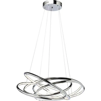 Abbildung von Kare Design Hängeleuchte Saturn LED, Chrom, Hängeleuchte, Hängelampe, Aluminium, höhenverstellbar, 120x75x75 cm (H/B/T)