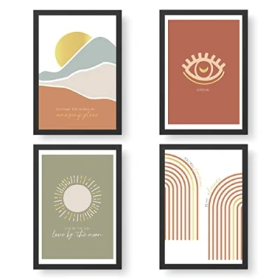 Abbildung von Papierdrachen 4 Premium Poster DIN A4 Bilder für Küche und Wohnzimmer mit hochwertiger Goldfolierung Boho hochwertige ungerahmte Kunstdrucke Spruch Dekoration Wandbild Set 9