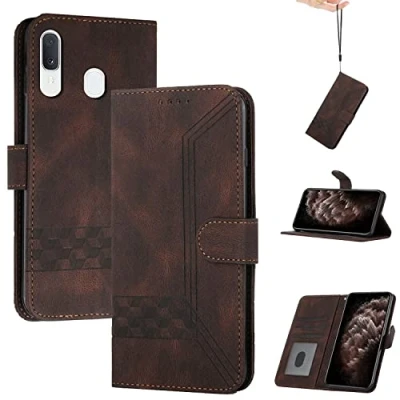 Abbildung von momoka Store Handyhülle für Samsung Galaxy A40,TPU Klapphülle Schutzhülle für,Lederhülle mit Standfunktion und Kartenfach Braun