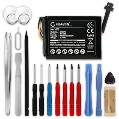 Abbildung von subtel Akku kompatibel mit Tomtom GO XL 310, 330 Quanta, VF3F, FM68360420759, VF3 3.7V 1100mAh + Werkzeug Set 17tlg