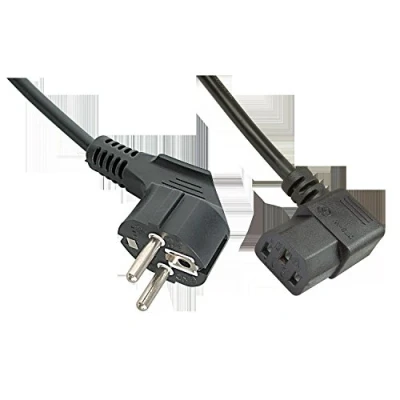 Abbildung von LINDY 30345 Stromkabel, Schuko Stecker gewinkelt auf Kaltgerätestecker IEC C13 gewinkelt, 320, Netzkabel für PCs, Monitore, Drucker, maximale Spannung 250V (10A), Farbe schwarz, 2m
