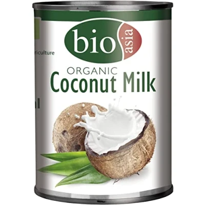 Abbildung von BIOASIA Bio Kokosnussmilch, Fettgehalt 18 %, Ideal zum Kochen, Backen, für Desserts und Cocktails, vegan, glutenfrei laktosefrei (1 x 400 ml)