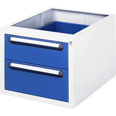 Abbildung von Rau Unterbaucontainer 480x600x395mm 2xSchublade lichtgrau/enzianblau