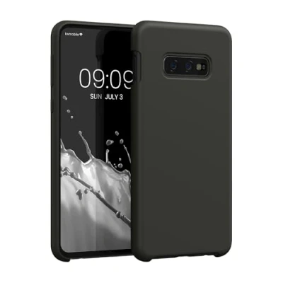 Abbildung von kwmobile Hülle kompatibel mit Samsung Galaxy S10e Silikon Handy Case Handyhülle weiche Oberfläche kabelloses Laden Dunkelgrau