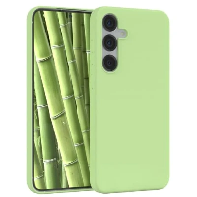 Abbildung von EAZY CASE Premium Silikon Handyhülle kompatibel mit Galaxy S25 Plus Slimcover Kameraschutz und Innenfutter, Silikonhülle, Schutzhülle, Bumper, Handy Case, Hülle, Softcase, Grün