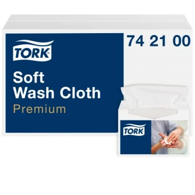 Abbildung von Tork 742100 weiches Waschtuch Premium 1 lagig / extra weiche Pflegetücher für die Pflege von Patienten strapazierfähig &amp; effizient x 135 Tücher (19.2 30 cm)