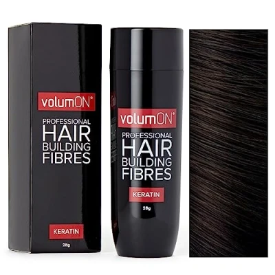 Abbildung von Volumon Professional Hair Gebäude Fibres Haarausfall Concealer KERATIN DARK BROWN 28g bis zu 30 Uses Get