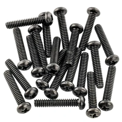 Abbildung von Musiclily Basic 2,8x17mm Metall Metrisches Gewinde Single Coil Tonabnehmer Befestigungs Schrauben für Strat Stratocaster/Tele Telecaster E Gitarre, Schwarz (20er Set)