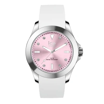 Abbildung von ICE Watch steel White pastel pink Weiße Damenuhr mit Silikonarmband 020382 (Medium)