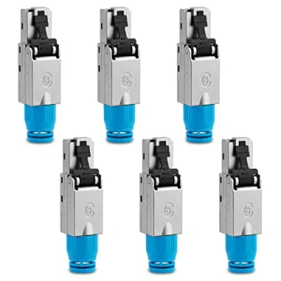 Abbildung von UC Express Netzwerkstecker CAT 8 RJ45 6X Stecker Steckverbinder werkzeuglos geschirmt mit Zugentlastung CAT8 CAT8.1 LAN Netzwerkkabel