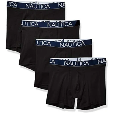 Abbildung von Nautica Herren Cotton Stretch 4 Pack Boxer Brief Retroshorts, schwarz, Small