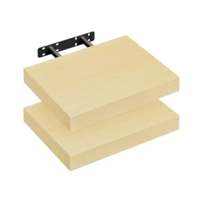 Abbildung von WOLTU Wandregal 2er Wandboard Bücherregal Regale für Deko Wandablagen aus MDF Holz,Hängeregal Gelb Eiche, 30x22.9x3.8 cm RG9371kei 2