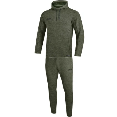 Abbildung von JAKO Damen Jogginganzug Premium Basics mit Kapuzensweat, khaki meliert, 44, M9629