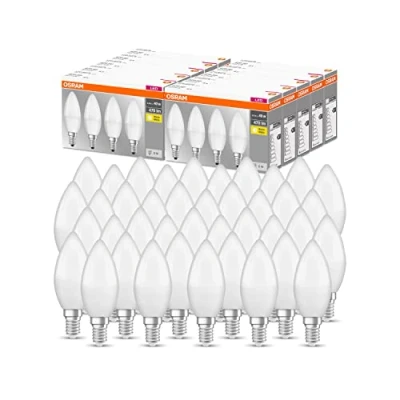 Abbildung von Ledvance OSRAM LED Base Classic B, in Kerzenform mit E14 Sockel, Nicht Dimmbar, Ersetzt 40 Watt, Matt, Warmweiß 2700 Kelvin, Pack, 4058075819474