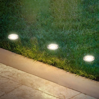 Abbildung von BRILONER Connect to Shine 12V Gartensystem 3er Set LED Bodeneinbaustrahler, Erweiterungsset, IP67, warmweißes Licht, Gartenbeleuchtung, Bodeneinbauleuchten, 30x26 mm, Silberfarbig