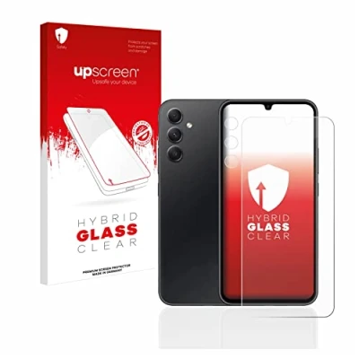 Abbildung von upscreen Schutzglas für Samsung Galaxy A34 5G (Display+Kamera) Schutzfolie, Glas Folie [Klar, 9H Panzerschutz, Anti Fingerprint]