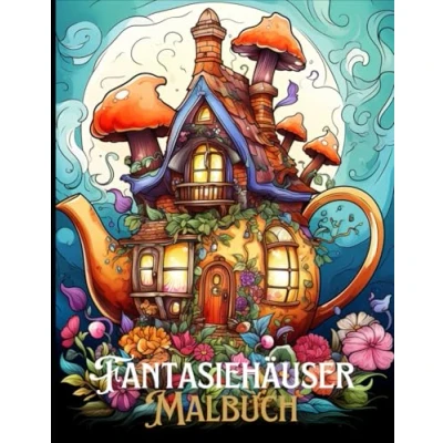 Abbildung von Fantasiehäuser Malbuch: Kreative und verspielte Designs von magischen Feen Gnomenhäusern, ideal für Entspannung Achtsamkeit.