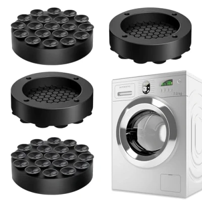 Abbildung von 4 Stück Schwingungsdämpfer Waschmaschine, Waschmaschinen Unterlage Universal, Antirutschmatte Vibrationsdämpfer, Gummi Antivibrationsmatte, für Trockner Kühlschrank Tisch