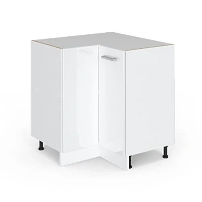 Abbildung von Vicco Eckunterschrank R Line, Weiß Hochglanz/Weiß, 75.6 cm ohne Arbeitsplatte