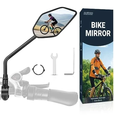 Abbildung von Coicer Fahrradspiegel extra große Spiegelfläche schlagfestes Echtglas für Lenker ebike Mirror Accessories Rückspiegel Fahrrad Spiegel e bike Fahrradrückspiegel klappbar