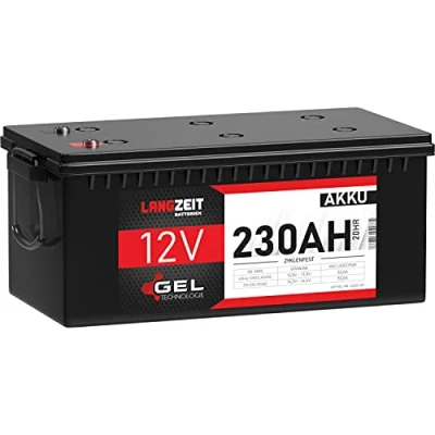Abbildung von LANGZEIT Blei Akku 12V 230Ah GEL Profi Batterie Wohnmobil Boot Solarbatterie Versorgungsbatterie ersetzt 220Ah