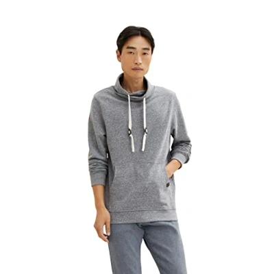 Abbildung von TOM TAILOR Herren Sweatshirt mit Schalkragen 1032999, 30397 Navy Snow Melange, M