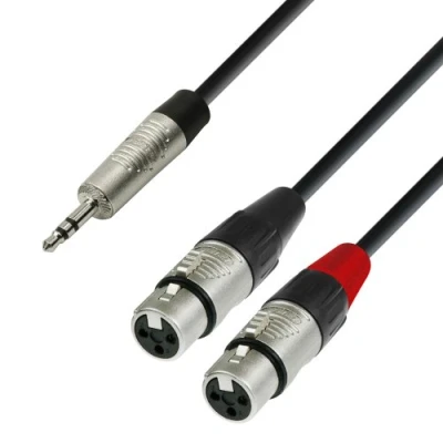 Abbildung von Adam Hall Cables 4 STAR YWFF 0180 Y Kabel REAN 2 x XLR Female auf Miniklinke TRS 1.8 m