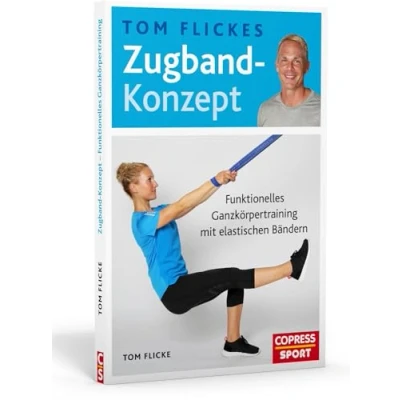 Abbildung von Tom Flickes Zugband Konzept.Funktionelles Ganzkörpertraining mit elastischen Bändern.Muskelaufbau,Beweglichkeit &amp;Koordination.Trainingspläne für Profi Sport&amp;Übungen zuhause.Für jedes Fitness Level