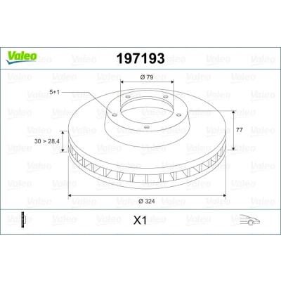 Abbildung von VALEO 197193 Bremsscheibe Vorderachse 324 30 5 Belüftet BMW: Touring, Limousine, 6 Coupe