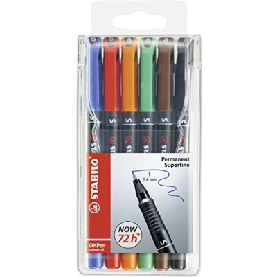 Abbildung von Folienstift STABILO OHPen universal permanent superfein 6er Pack mit 6 verschiedenen Farben