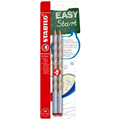 Abbildung von Ergonomischer Dreikant Bleistift für Rechtshänder STABILO EASYgraph in pastellblau 2er Pack Härtegrad HB