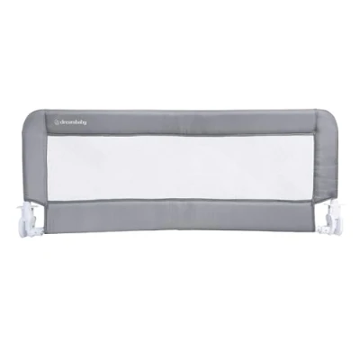Abbildung von Dreambaby Milan Bettgitter für Kleinkinder, extra hohe, gepolsterte Bettgitter, geeignet flache Bettgestelle bis Kingsize Matratzen, Maße: 110 cm breit x 45,5 hoch, Grau