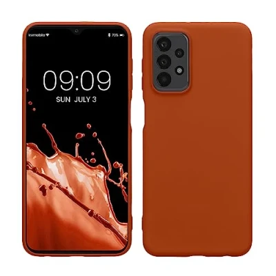 Abbildung von kwmobile Hülle kompatibel mit Samsung Galaxy A23 4G / 5G weiches TPU Silikon Case Cover geeignet für kabelloses Laden Rusty Orange
