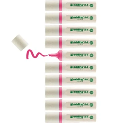 Abbildung von edding 24 EcoLine highlighter pink 10 Textmarker Keilspitze 2 5 mm zum schnellen und einfachen Markieren Hervorheben von Texten Notizen nachfüllbar, aus recycelbarem Material